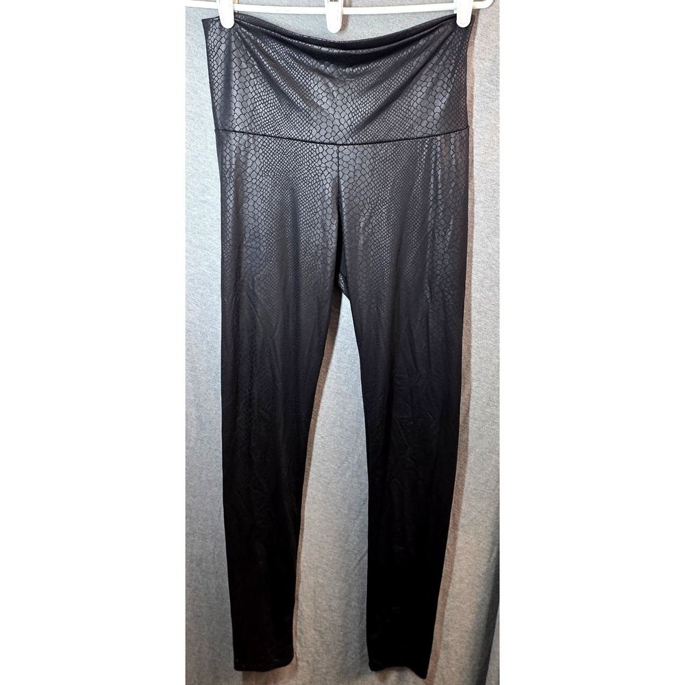 Cherish Leggings‎ Plus Size XL Black Faux Leather Snakeskin Print Stretch P2407P